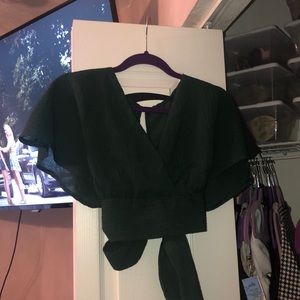 Green cropped blouse